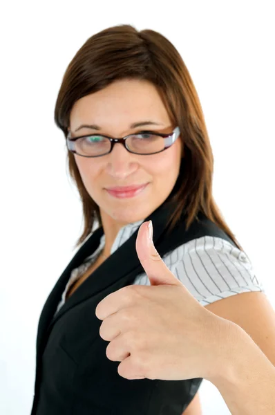 Successful businesswoman isolated on whi — Stock Photo, Image