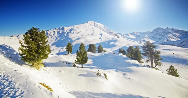 Солнечный зимний горный ландшафт — стоковое фото