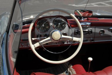 Vintage mersedes car dashboard clipart