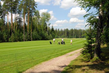 GOLFERS AT COUNTRY CLUB clipart