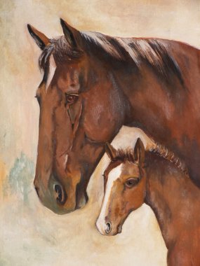 Horses, oil paint clipart