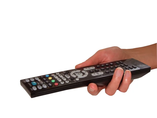 TV remote in hand — Stock Photo, Image