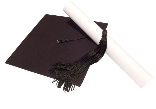 Hat and diploma — Stock Photo, Image