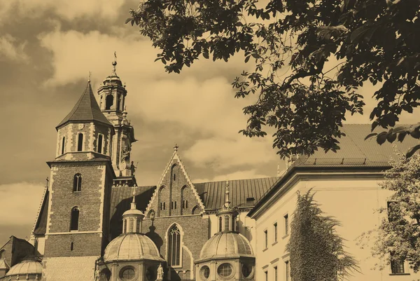 Old style photo of Cathedral at Wawel — Stock Photo, Image