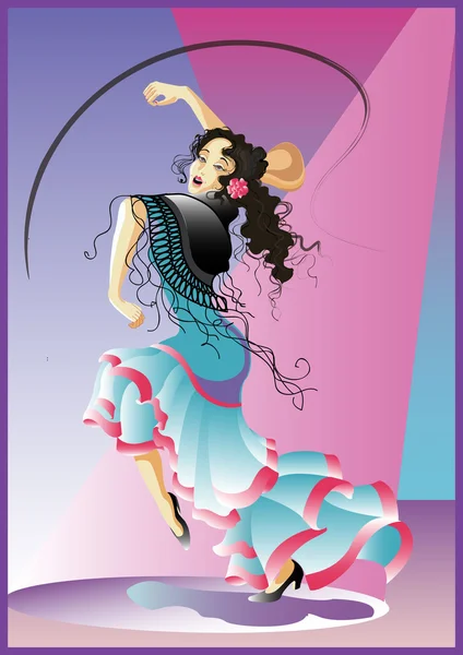 Dívka tanec flamengo — Stockový vektor