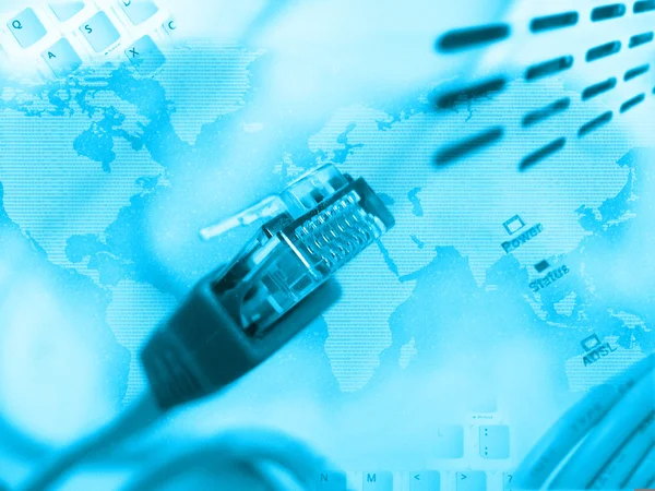Cable Ethernet en tonos azules Imagen de archivo