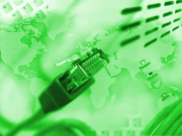 Cable Ethernet de tono verde Imágenes de stock libres de derechos