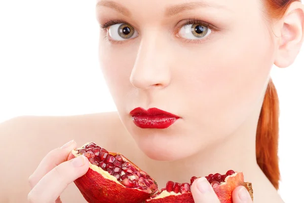 Girl with pomegranate — Stock Photo, Image