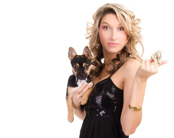 Woman with a doggie — Stock Photo, Image