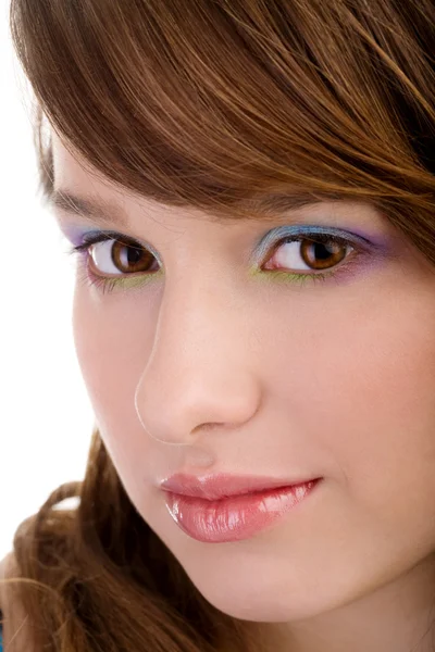 Detailní záběr na obličej mladé ženy — Stock fotografie