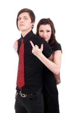 Young emo couple clipart