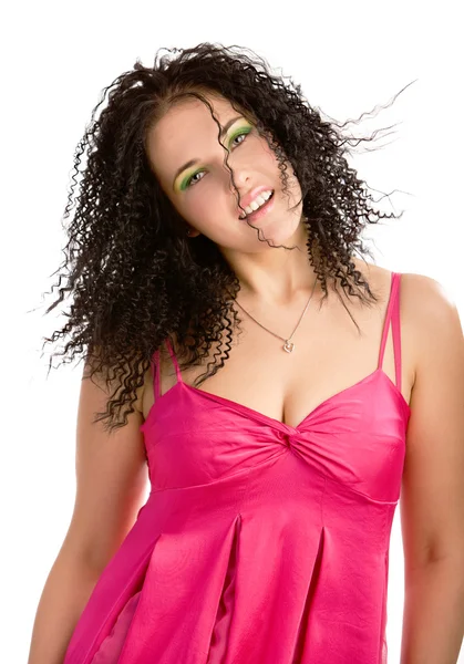 Lovely girl in magenta top — Stock Photo, Image