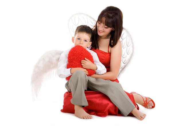 Ангел-мать и сын — стоковое фото