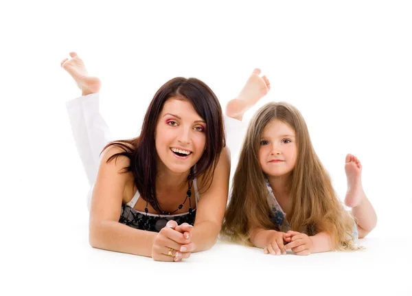 Glückliche junge Mutter und Tochter — Stockfoto