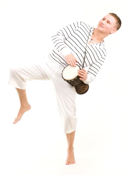 stock image Dancing boy with tambourine