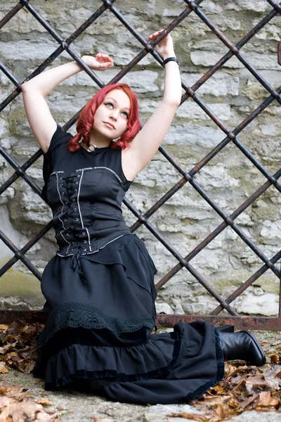 Vörös hajú Glamour goth lány — Stock Fotó