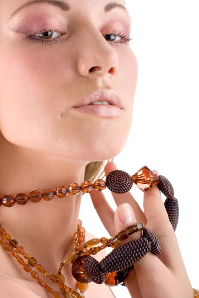 Attractive woman with jewellery — Stock Photo, Image