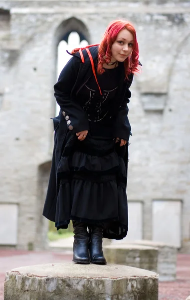 Redhead flirty goth girl — Stock Photo, Image