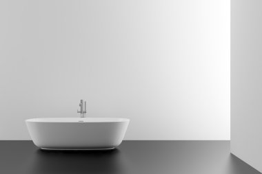 Modern bathroom with black floor clipart