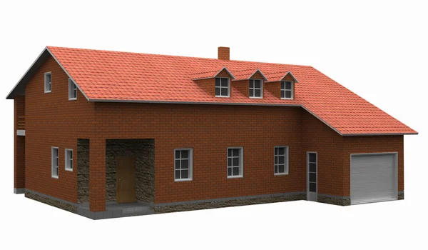 3d дом с красной черепицей крыши изолированы — стоковое фото