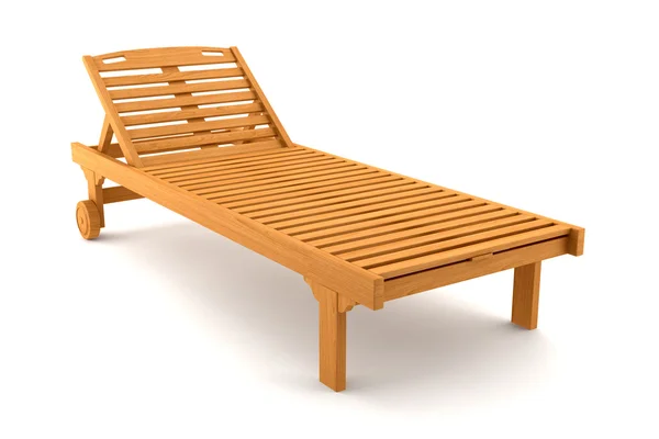Cadeira de praia de madeira isolada no branco — Fotografia de Stock