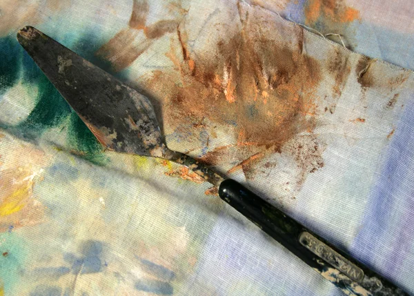 Palette knife on fabric — Stock Photo, Image