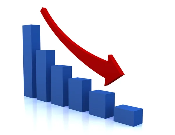 Diagrama de declínio de negócios com seta vermelha — Fotografia de Stock