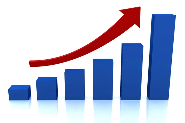 Diagrama de crescimento de negócios com seta vermelha — Fotografia de Stock