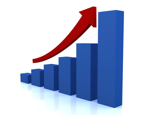 Diagrama de crescimento de negócios com seta vermelha — Fotografia de Stock