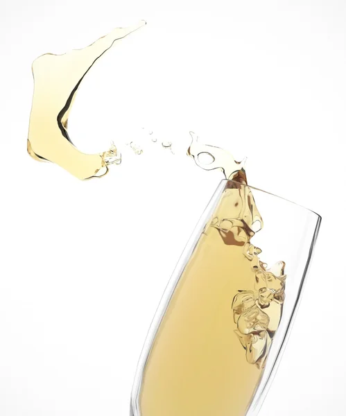 Šampaňské šplouchá ve skle — Stock fotografie