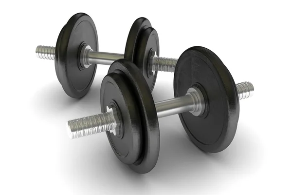 Two metal dumbbells isolated on white — Stock Photo, Image