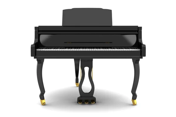 Black grand piano isolated on white — Stock Photo, Image