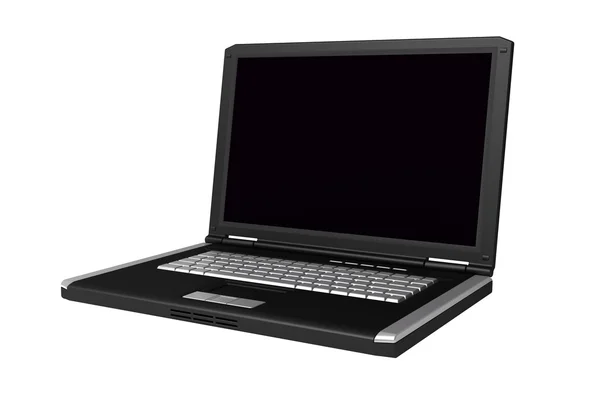 白で隔離される黒のノート パソコン — ストック写真