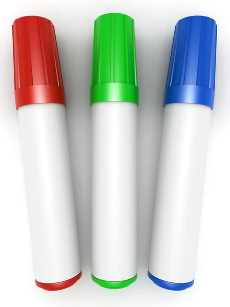 Three color markers — Stock Photo, Image