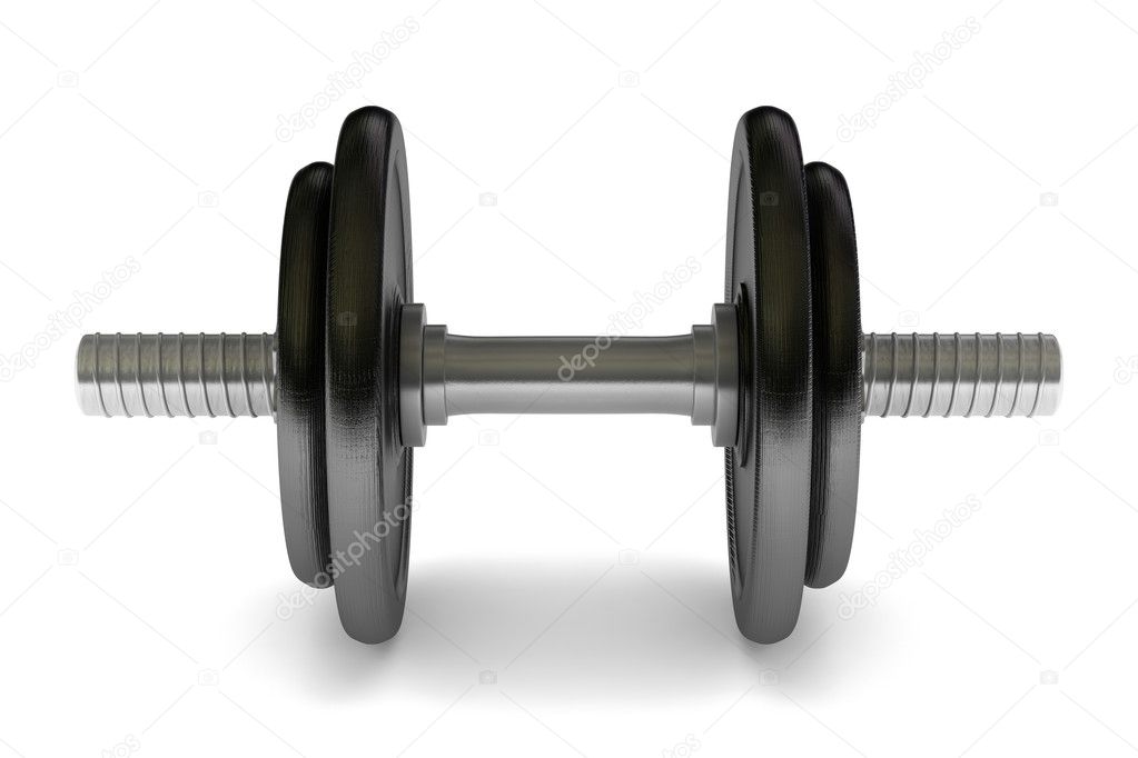Metal dumbbell isolated on white