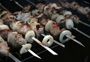 bir ızgara şiş kebap