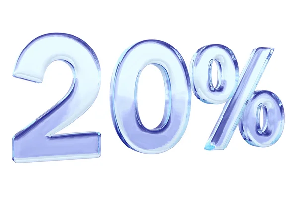 20 prosenttia sininen lasi merkki eristetty — kuvapankkivalokuva
