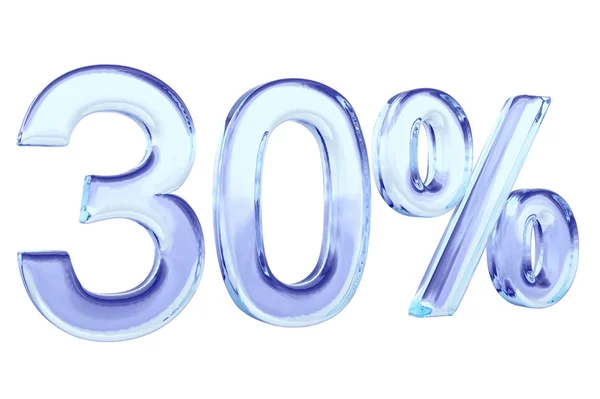 Thirty percent blue glass sign isolated — Stock Photo, Image