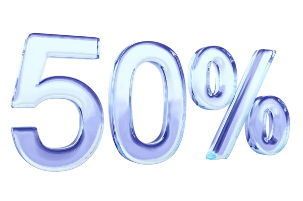 50 prosenttia sininen lasi merkki eristetty — kuvapankkivalokuva