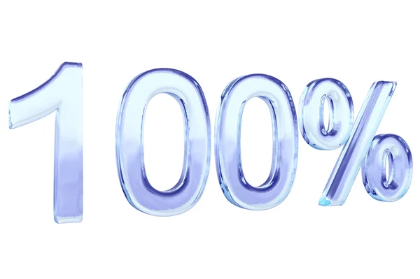 Hundred percent blue glass sign isolated — Stock Photo, Image