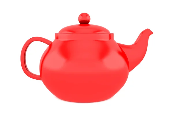 Ceainic roșu izolat pe fundal alb — Fotografie, imagine de stoc