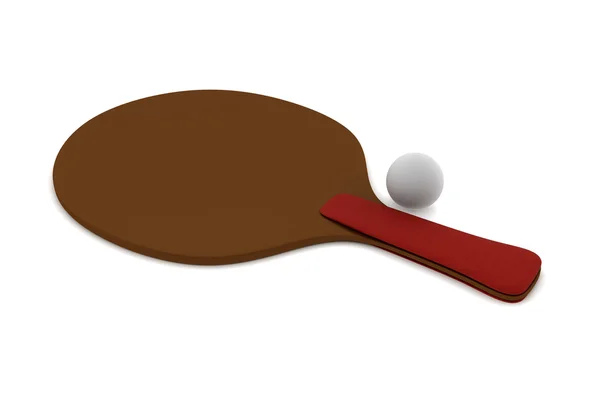 Raqueta de tenis de mesa con pelota aislada — Foto de Stock