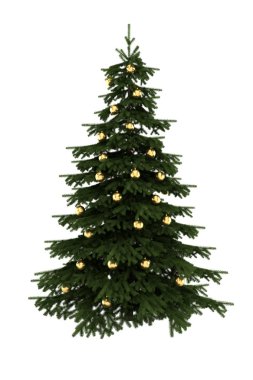 Christmas tree with gold balls isolated clipart