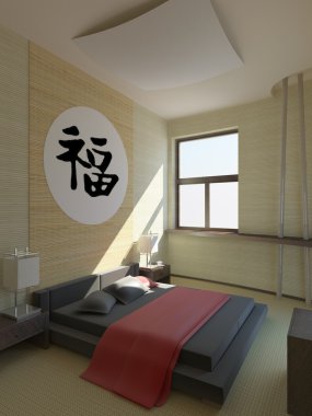 Japon tarzı modern otel odasında