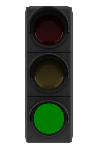 Semáforo verde isolado sobre branco — Fotografia de Stock