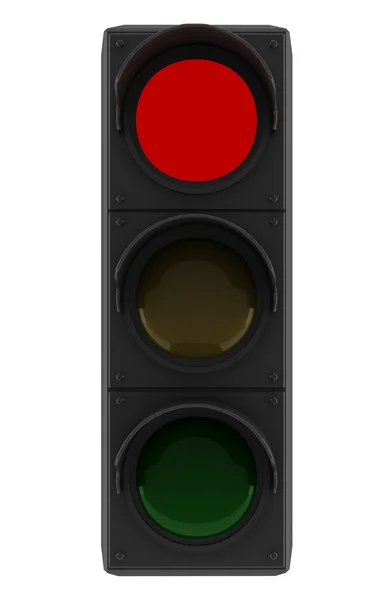 Semáforo vermelho isolado sobre branco — Fotografia de Stock