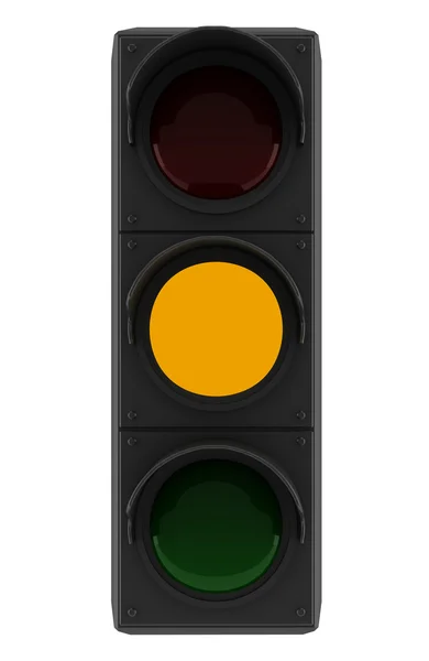 Yellow traffic light isolated on white — Stock Photo, Image