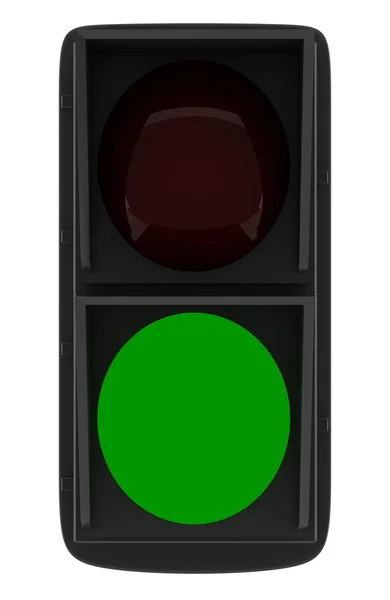 Yeşil trafik ışığı beyaz izole — Stok fotoğraf