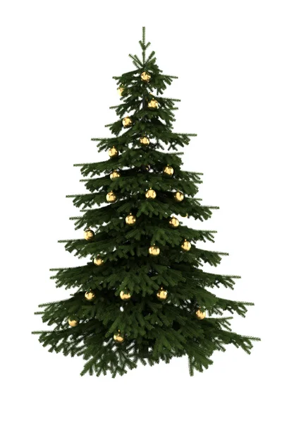 Árbol de Navidad con bolas de oro aisladas —  Fotos de Stock