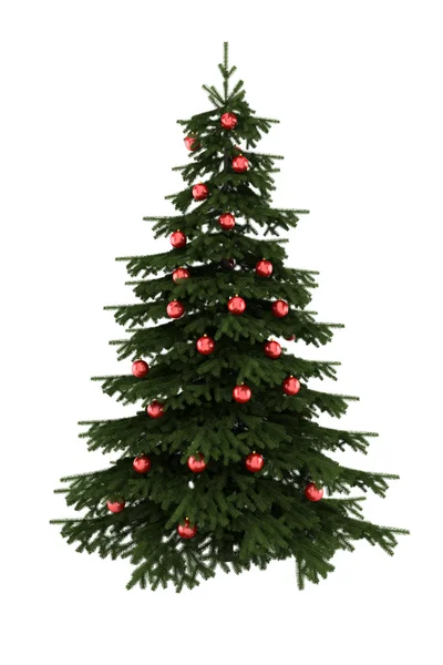 Vánoční strom s červenými míčky izolované — Stock fotografie